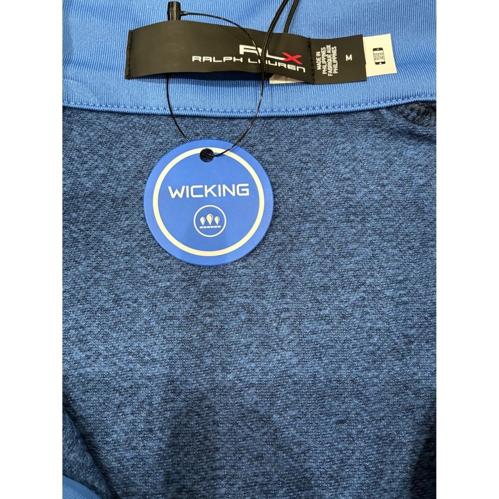 RLX Ralph Lauren Performance Quarter Zip Golf Wicking Pullover Blue Herringbone - Picture 6 of 13